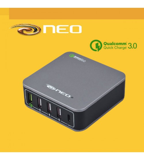 Neo Qualcomm 3.0 Quick Mobile Tablet Charger 5 Ports USB + Type C